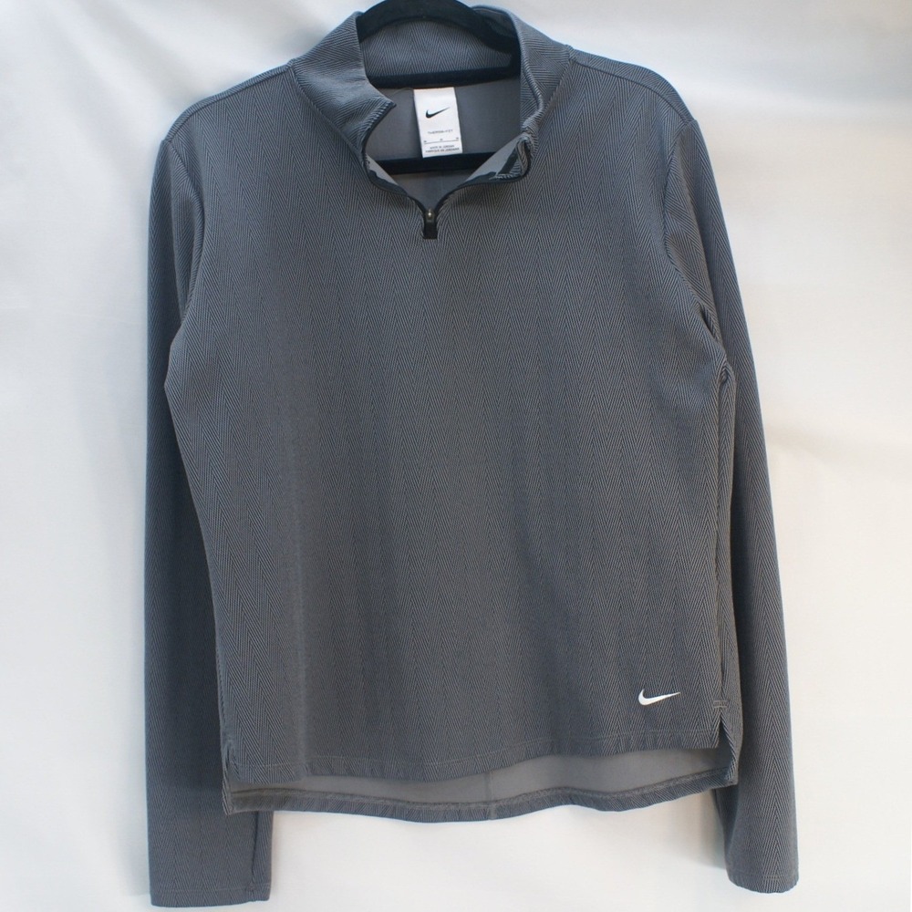 Nike Mens Therma-FIT 1/4 Zip Pullover Grey Herringbone DD6572-010 Size M